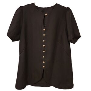 Vintsge 1980s handmade tunic top size S/M Elegant Classy Button Accent